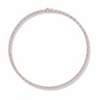My Store 4 classic rose gold tennis necklace featuring a continuous line of brilliant-cut diamonds and a box clasp.