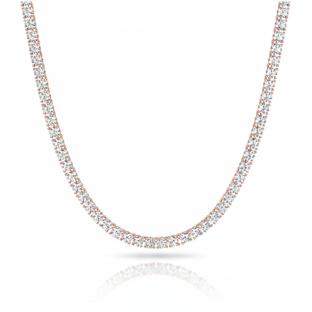 My Store 4 classic tennis necklace featuring a continuous line of round brilliant diamonds set in rose gold