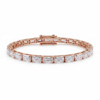 My Store 4 modern rose gold line bracelet featuring horizontally set emerald cut diamonds in a low-profile setting.