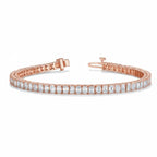 My Store 4 custom rose gold tennis bracelet featuring emerald cut diamonds in a continuous line setting.