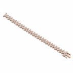 My Store 4 Bloomline rose gold floral diamond line bracelet featuring marquise and round cut diamond flower clusters.