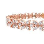 My Store 4 Bloomline floral diamond line bracelet in rose gold with marquise and round cut diamond flower clusters.