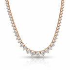 My Store 4 graduated Riviera tennis necklace in rose gold with three-prong set brilliant lab-grown diamonds.