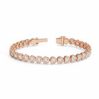 My Store 4 18K rose gold bracelet featuring heart-shaped lab-grown diamonds in secure bezel settings.