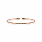 My Store 4 rose gold open cuff bracelet with a sleek, polished minimalist design on a white background.