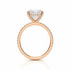 My Store 4 18K rose gold oval lab-grown diamond engagement ring with a hidden halo and pavé band side view