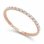 My Store 4 rose gold tennis bracelet featuring horizontally set oval cut diamonds in a secure basket setting.
