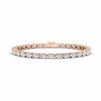 My Store 4 rose gold tennis bracelet featuring horizontally set oval cut diamonds in a secure basket setting.
