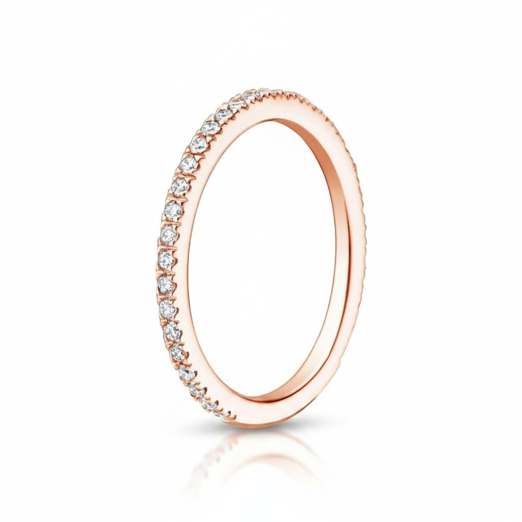 My Store 4 rose gold micro-pavé wedding band featuring a continuous row of round brilliant diamonds