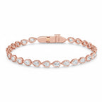 My Store 4 rose gold tennis bracelet featuring pear-cut diamonds in smooth protective bezel settings.