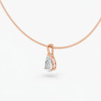 My Store 4 rose gold omega choker necklace featuring a pear-cut diamond pendant with a protective V-prong setting.
