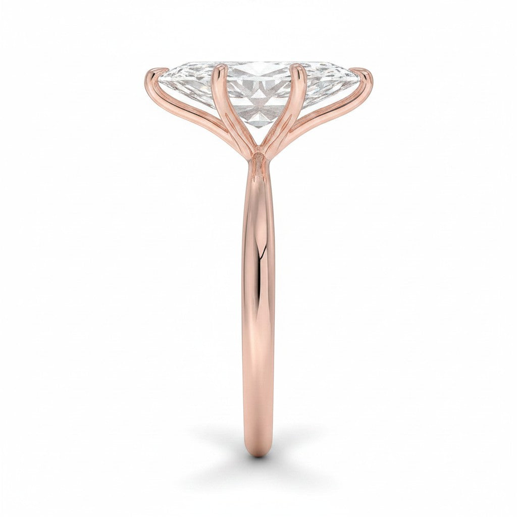 My Store 4 18K rose gold solitaire ring featuring a brilliant lab-grown diamond in a classic prong setting side view