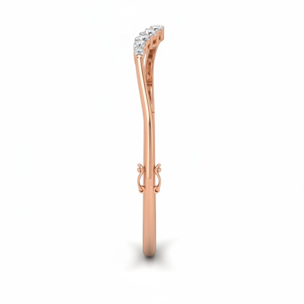 My Store 4 rose gold wave bangle with a graduated row of round brilliant diamonds and a secure side hinge mechanism.