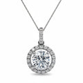 My Store 4 round diamond halo pendant necklace in white gold with a micro-pave diamond bail and delicate chain