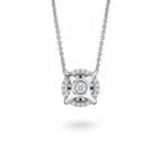 My Store 4 round floating diamond solitaire pendant necklace in white gold with a delicate cable chain.