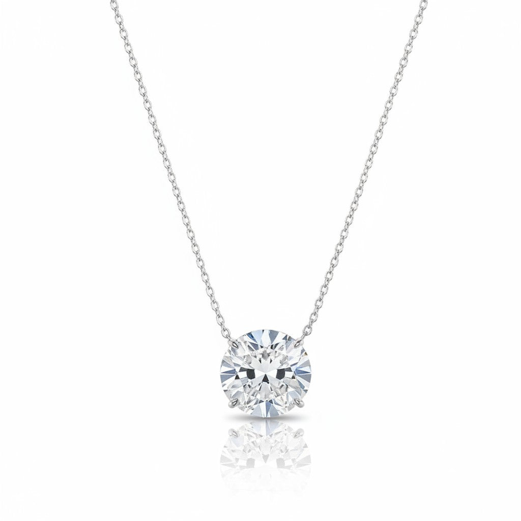 My Store 4 round brilliant cut diamond solitaire pendant necklace in white gold with a delicate cable chain.