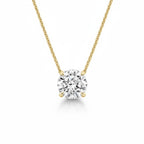My Store 4 round brilliant-cut diamond solitaire pendant on a delicate 18K yellow gold cable chain