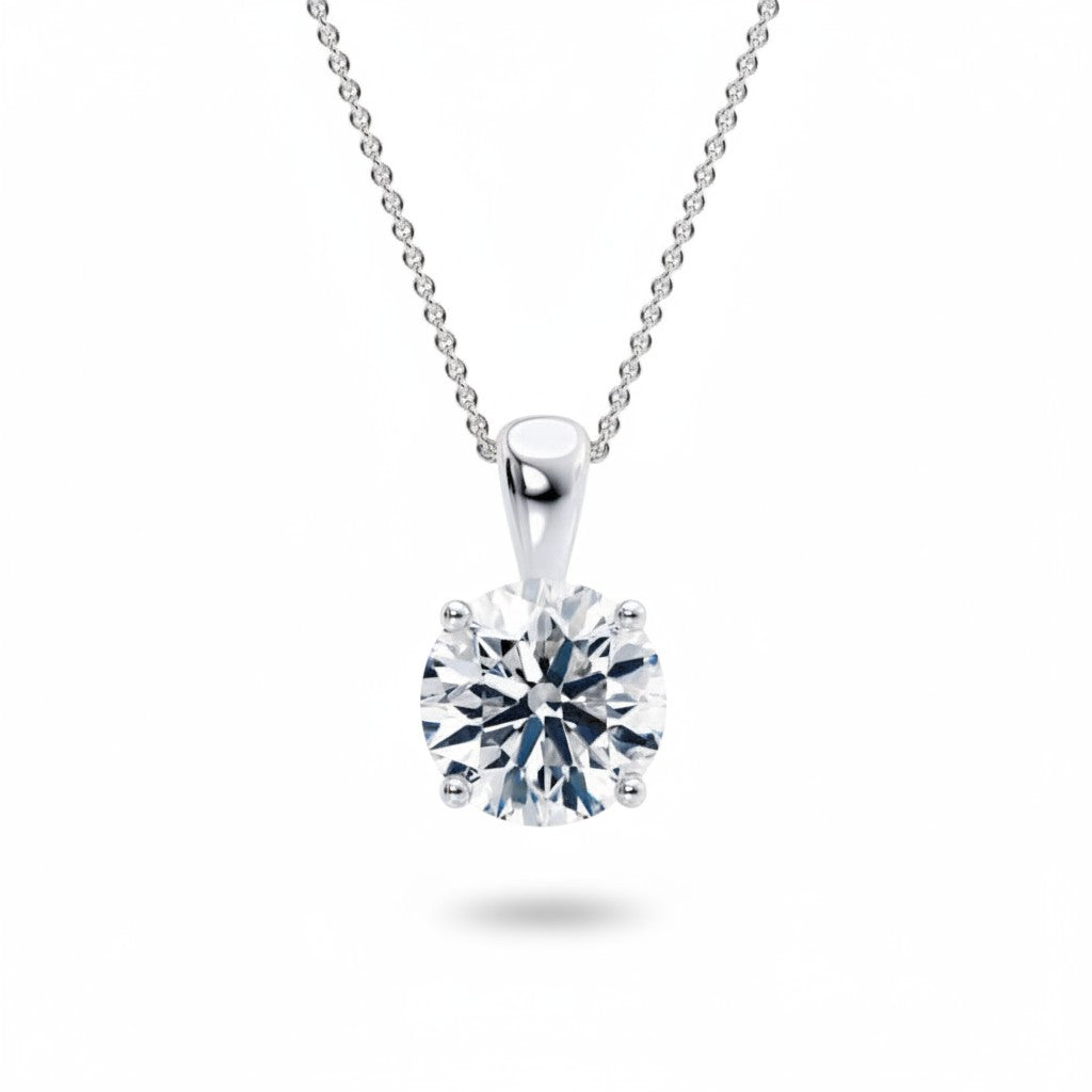 My Store 4 round brilliant-cut diamond solitaire pendant necklace in white gold with a delicate cable chain