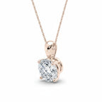 My Store 4 round brilliant-cut diamond solitaire pendant in rose gold with a four-prong setting on a delicate chain.