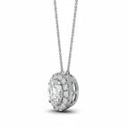 My Store 4 round halo floating diamond pendant necklace in white gold with a delicate cable chain