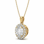 My Store 4 round halo floating diamond pendant necklace in 18K yellow gold with a brilliant center stone