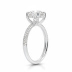 My Store 4 round cut solitaire engagement ring in white gold with a triple-row micro-pavé diamond band