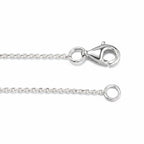 My Store 4 silver cable chain necklace featuring a secure lobster claw clasp and matching jump ring closure.