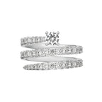 My Store 4 spiral coil engagement ring in white gold with a round solitaire diamond and pavé-set accent diamonds.