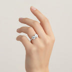 My Store 4 Toi et Moi engagement ring featuring a round and oval diamond with pavé band on a woman's hand