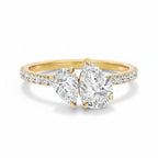 My Store 4 Toi et Moi engagement ring with two pear-cut diamonds on a solid yellow gold micro-pavé band.