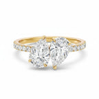 My Store 4 Toi et Moi engagement ring with two pear-cut diamonds on a yellow gold micro-pavé band.