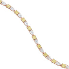 My Store 4 two-tone tennis bracelet featuring alternating fancy yellow cushion-cut and white pear-cut diamonds.