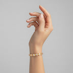 My Store 4 two-tone tennis bracelet featuring alternating fancy yellow cushion and white oval diamonds on a wrist.