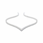 My Store 4 V-shaped diamond tennis necklace in white gold with a contoured chevron silhouette and brilliant-cut stones.
