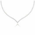 My Store 4 V-shaped diamond tennis necklace in white gold with a chevron silhouette and brilliant-cut stones.