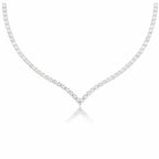 My Store 4 V-shaped diamond tennis necklace in white gold with a chevron silhouette and brilliant-cut stones.