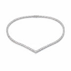 My Store 4 V-shaped diamond tennis necklace in white gold with a chevron silhouette and secure double-latch clasp.
