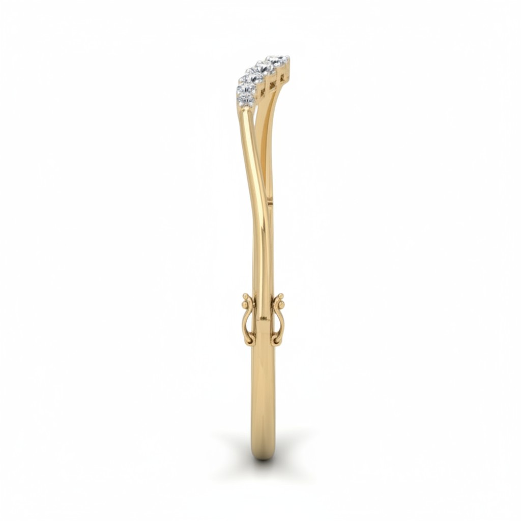 My Store 4 wave-contoured gold bangle with a graduated row of round brilliant diamonds and a secure side hinge.