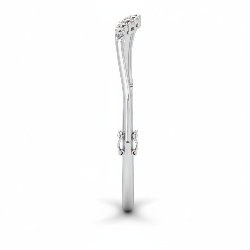 My Store 4 wave graduated diamond bangle in white gold with side hinge and shared-prong round brilliant diamonds