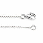 My Store 4 white gold cable chain necklace featuring a secure lobster claw clasp on a white background.