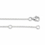 My Store 4 white gold cable chain necklace featuring a secure lobster claw clasp and adjustable sizing rings