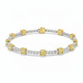My Store 4 two-tone tennis bracelet featuring fancy yellow cushion-cut diamonds and white princess-cut diamond links.
