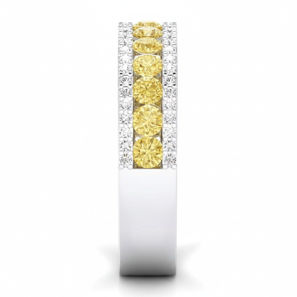My Store 4 18K solid gold half-eternity band featuring fancy yellow lab-grown diamonds and white diamond accents