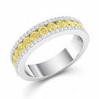 My Store 4 18K gold half-eternity band featuring fancy yellow lab-grown diamonds and white diamond accents
