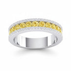 My Store 4 18K solid gold half-eternity band featuring fancy yellow lab-grown diamonds with white diamond accents.