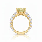 My Store 4 18K solid gold engagement ring featuring a radiant-cut fancy yellow lab-grown diamond with side stones.