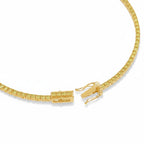 My Store 4 yellow gold tennis bracelet featuring a continuous row of round-cut fancy yellow diamonds and box clasp.