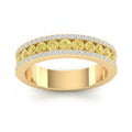 My Store 4 18K solid yellow gold half-eternity band featuring fancy yellow lab-grown diamonds and white diamond accents.
