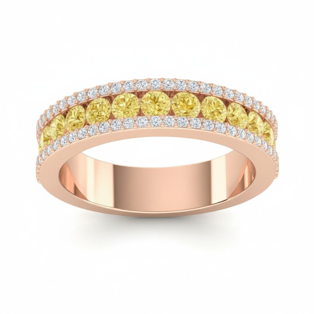 My Store 4 18K yellow gold half-eternity band featuring fancy yellow lab-grown diamonds and micro-pavé accents