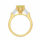 My Store 4 18K yellow gold trilogy ring featuring a pear-cut yellow diamond and baguette-cut side diamonds.